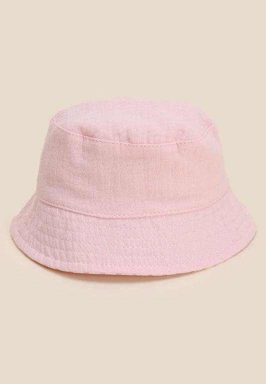 Baby Girls Pink Stripe Reversible Bucket Hat