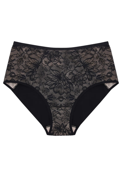 Womens Black Lace Seamless Control Briefs