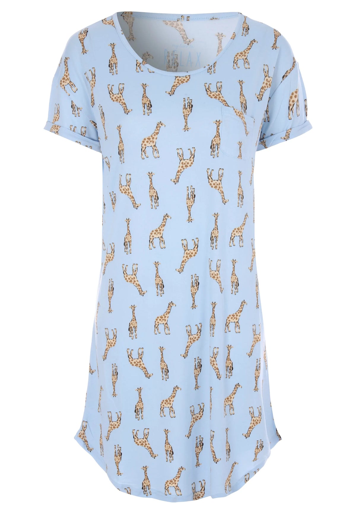 Womens Blue Giraffe Soft Touch Nightdress