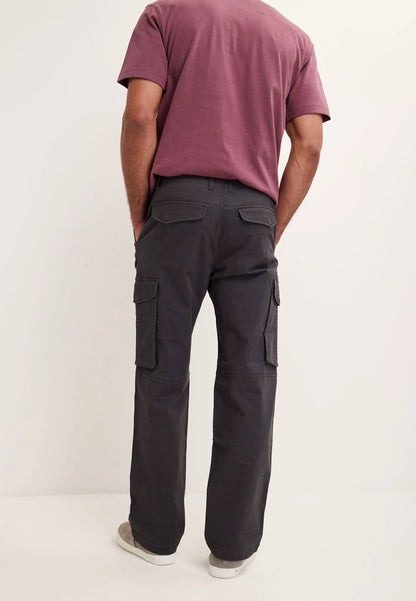 Mens Charcoal Cargo Relaxed Trousers