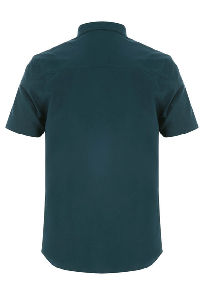 Mens Teal Cotton Oxford Short Sleeve Shirt