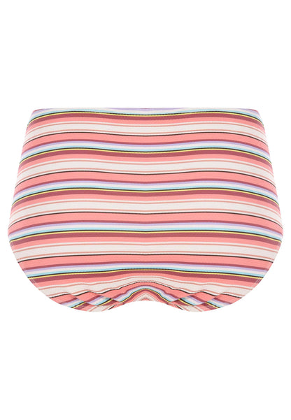 Womens Peach Stripe High Waist Bikini Briefs