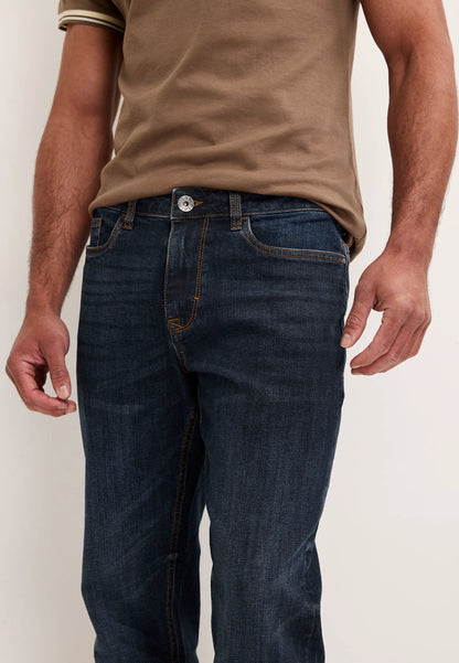 Mens Dark Blue Plain Ollie Straight Leg Jeans