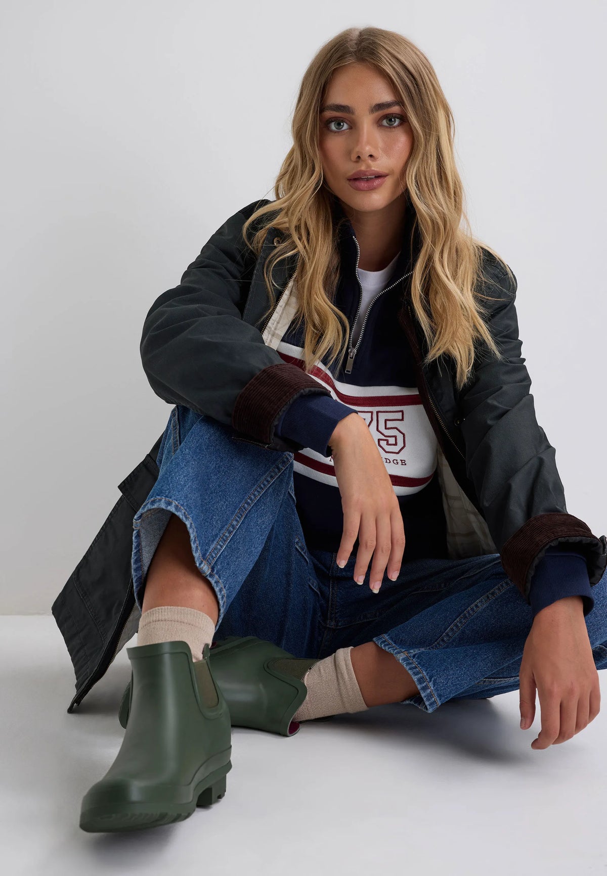 Womens Khaki Plain Short Wellie Boots