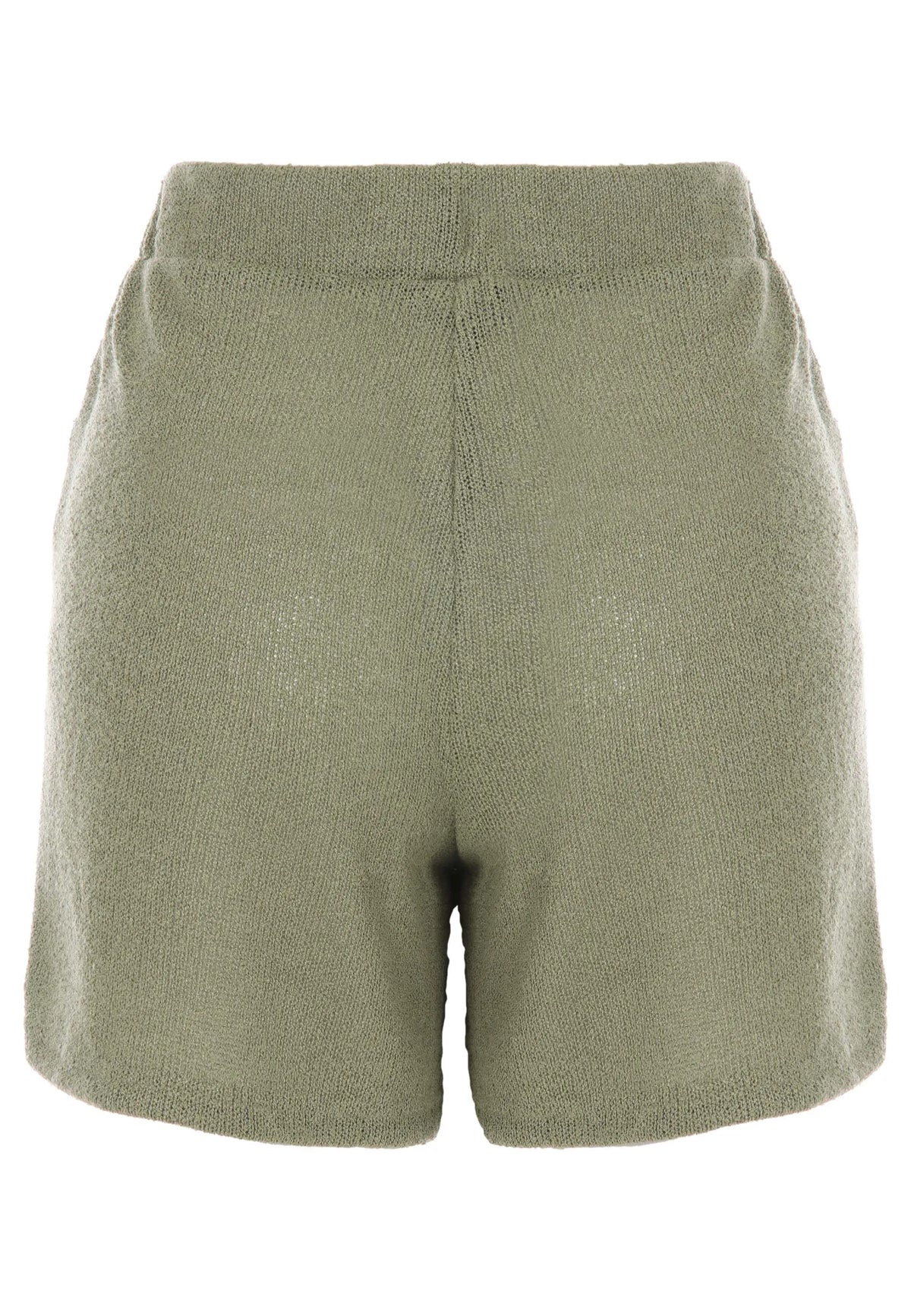 Womens Khaki Textured Shorts