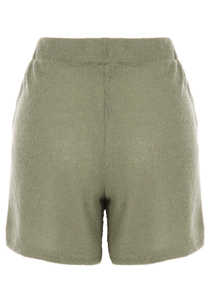 Womens Khaki Textured Shorts