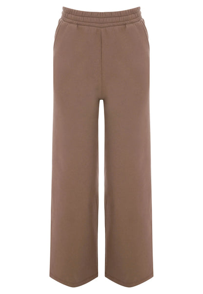 Older Girls Brown Cotton Rich Wide Leg Joggers