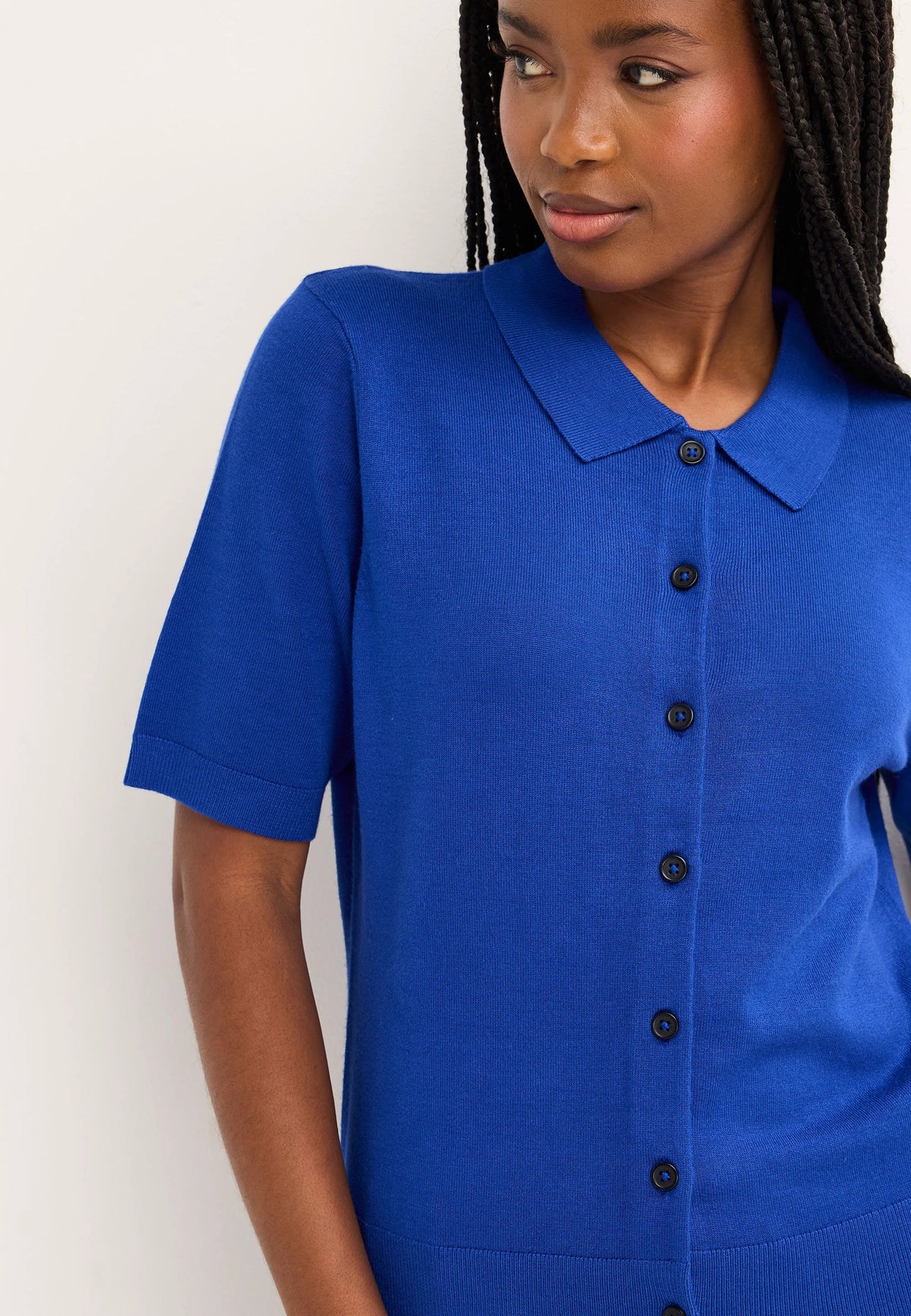 Womens Cobalt Blue Plain Collar Cardigan