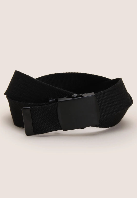 Mens Black Plain Webbing Belt