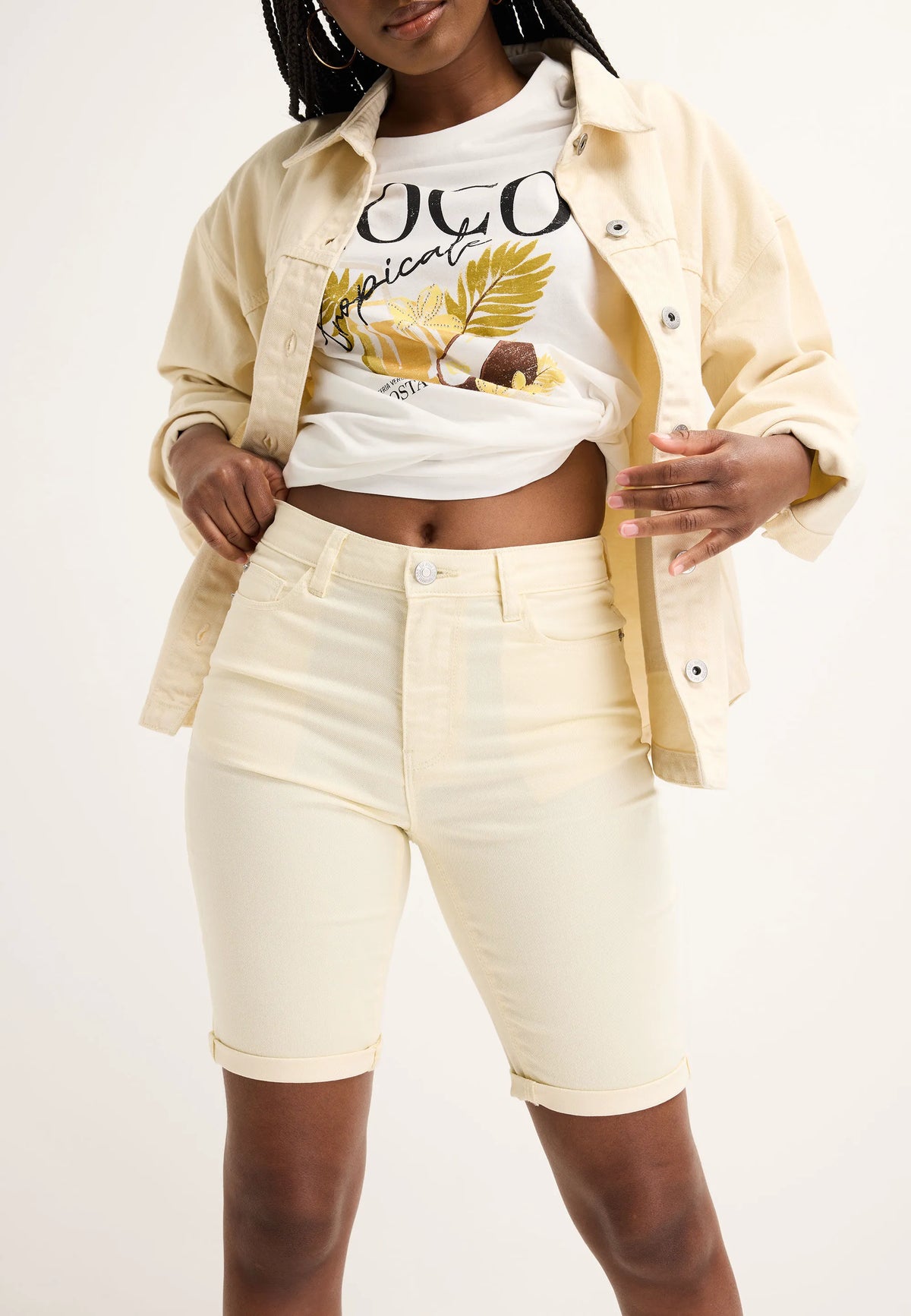 Womens Lemon Denim Cycle Shorts