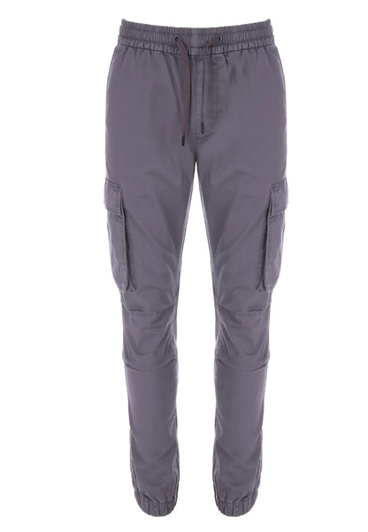 Mens Grey Cargo Cuffed Leg Trousers