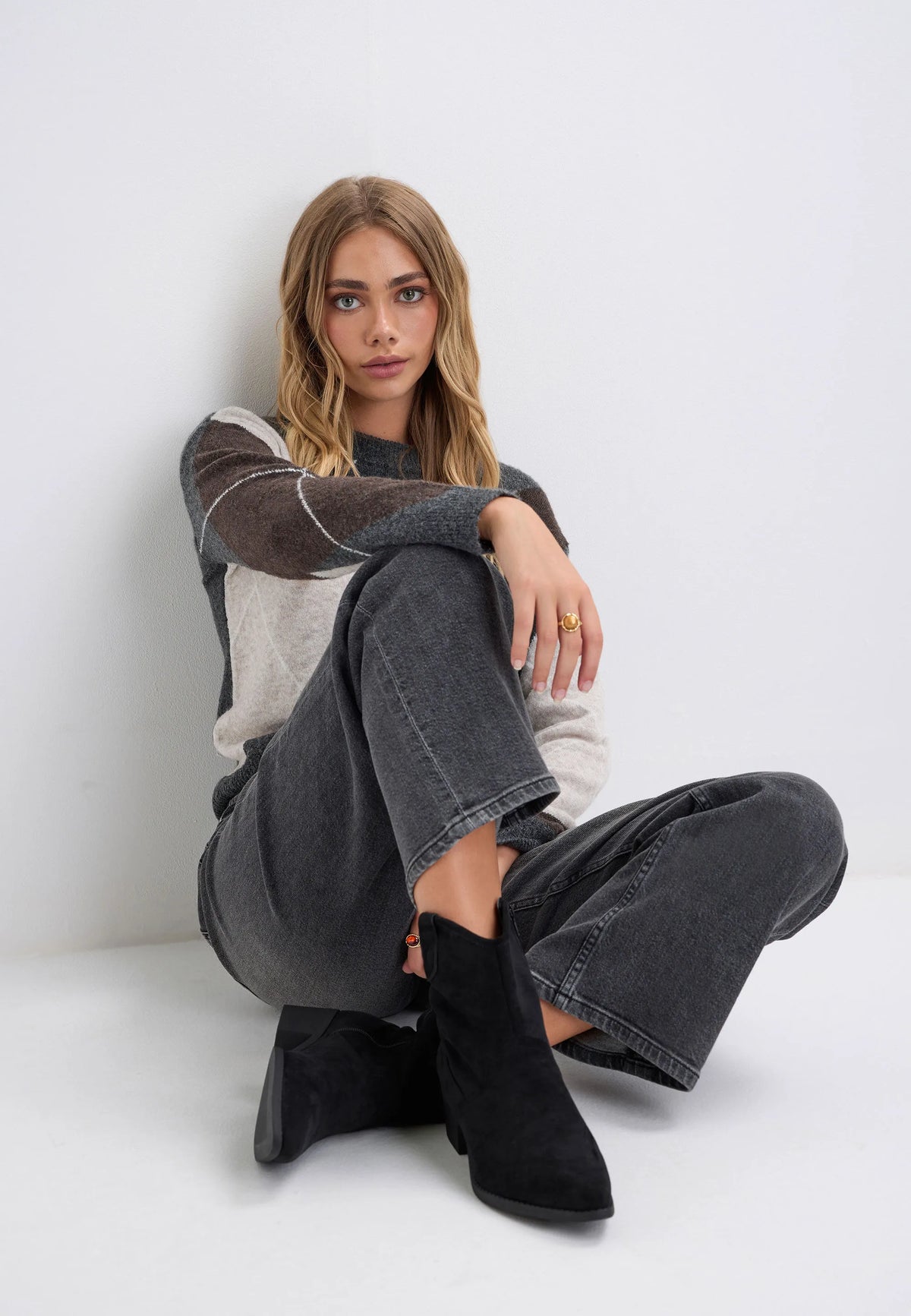 Womens Black Western Ankle Boots