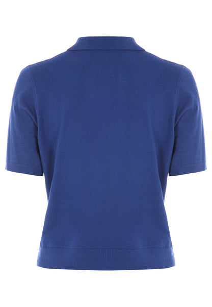 Womens Cobalt Blue Plain Collar Cardigan