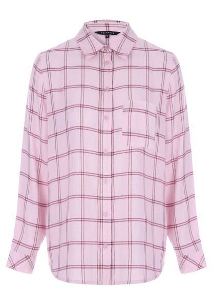 Womens Light Pink Tonal Long Sleeve Check Shirt
