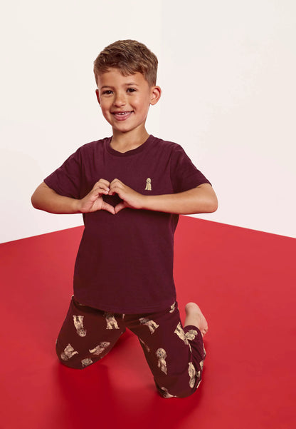 Boys Burgundy Dog Print Family Pyjama Set