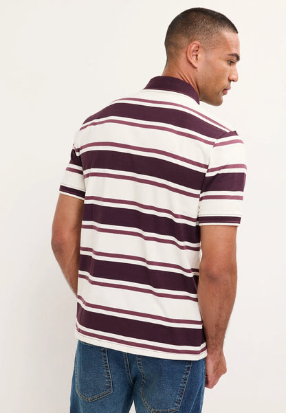 Mens Plum Horizontal Stripe Polo Shirt