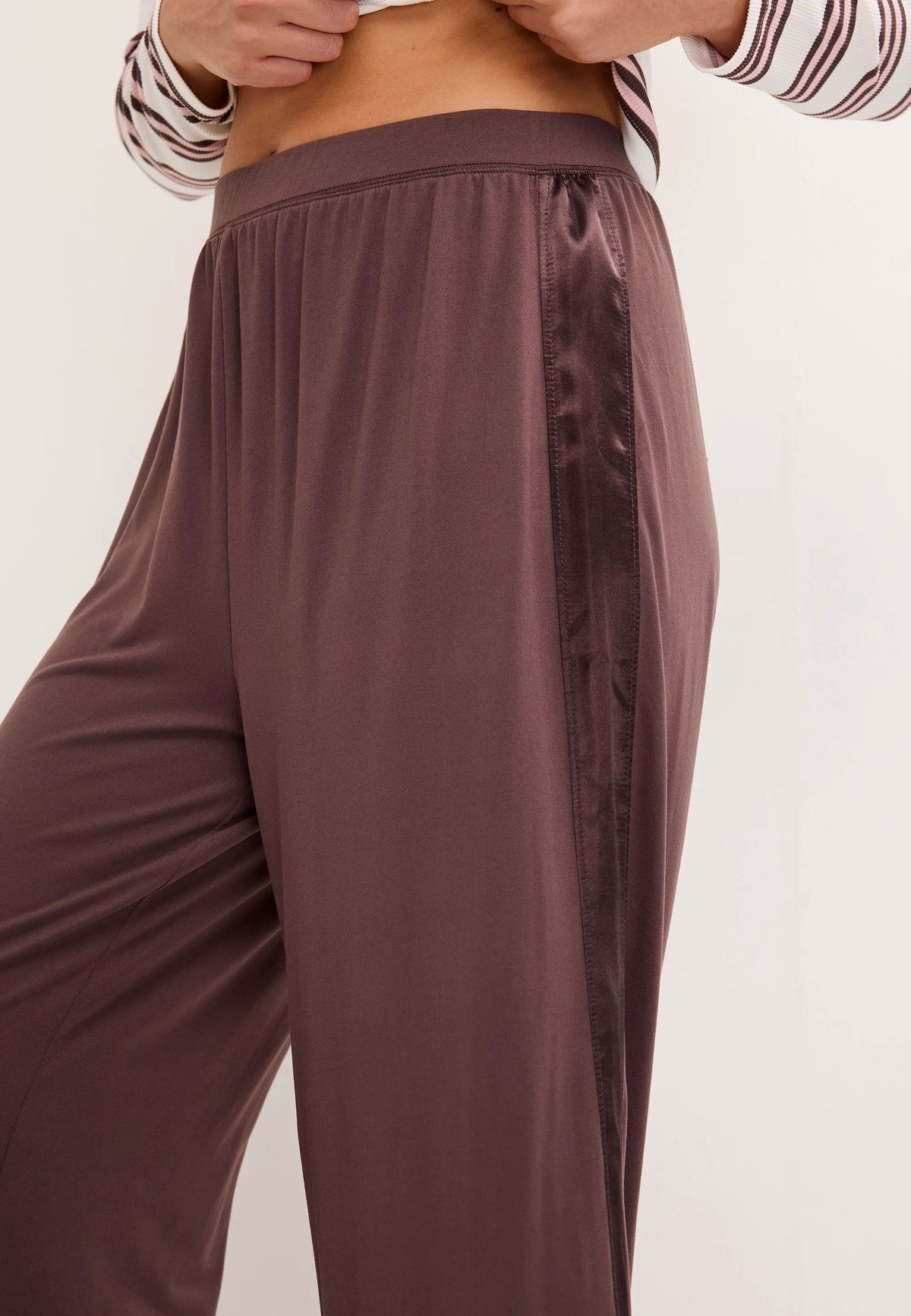 Womens Chocolate Brown Soft Touch Wide Leg Bottoms