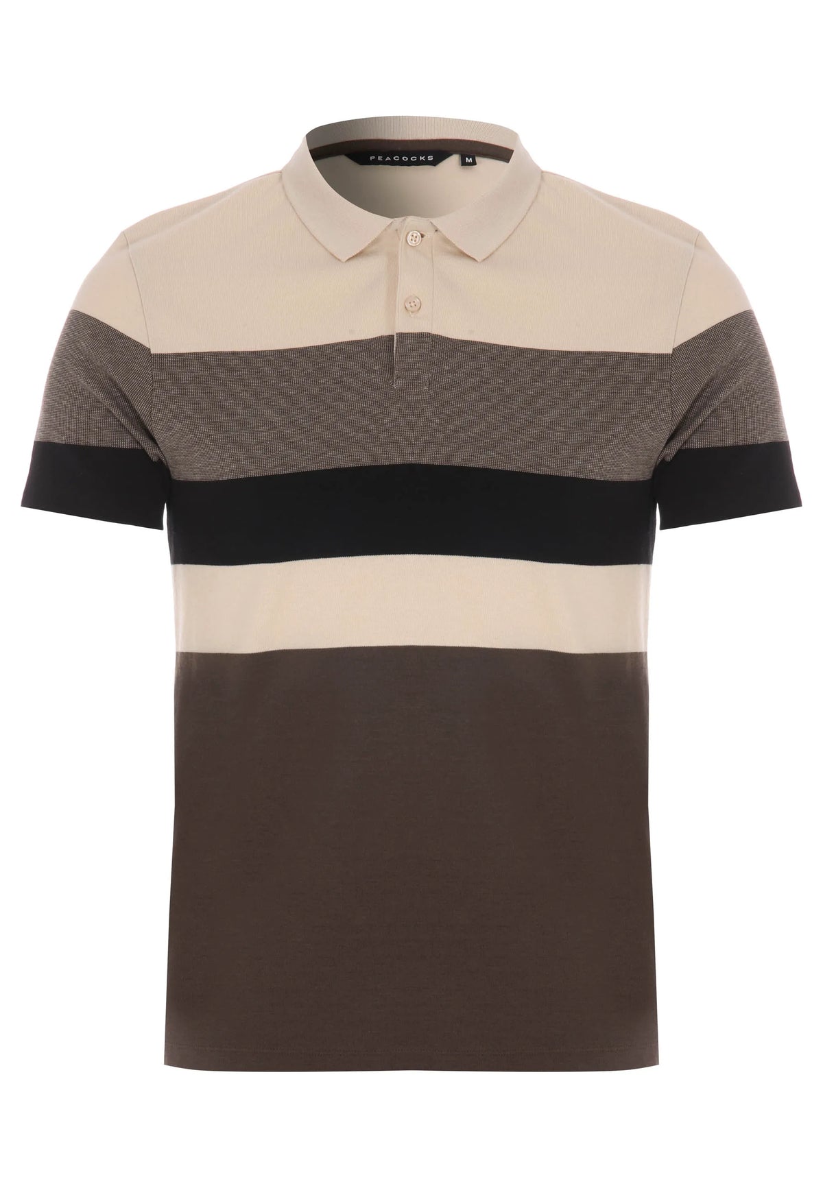 Mens Brown Stripe Cotton Polo Shirt