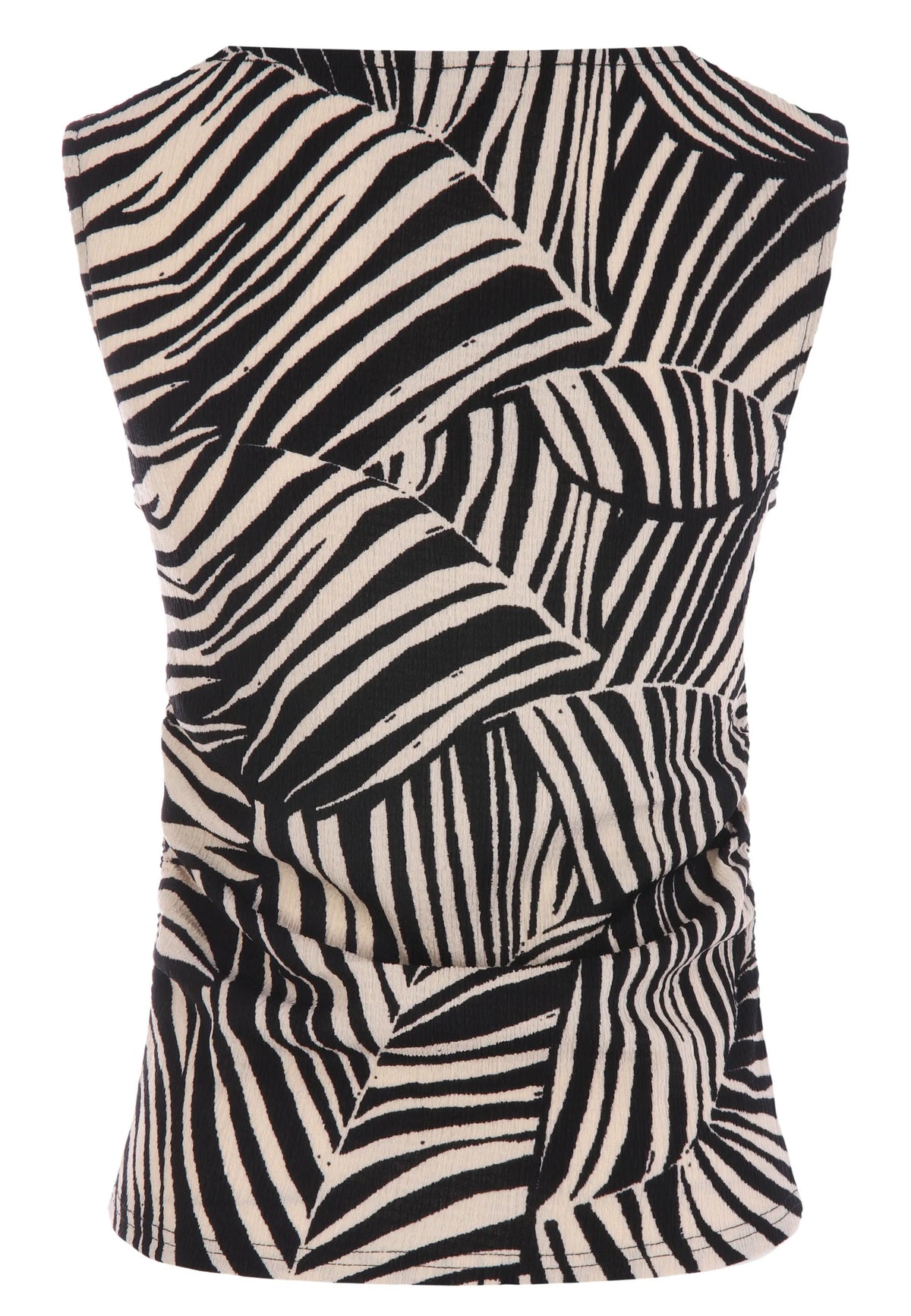 Womens Black Zebra Ruche Side Top