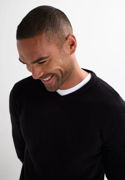 Mens Black V-Neck Jumper