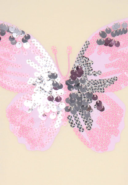 Younger Girls Yellow Sequin Butterfly Sweatshirt