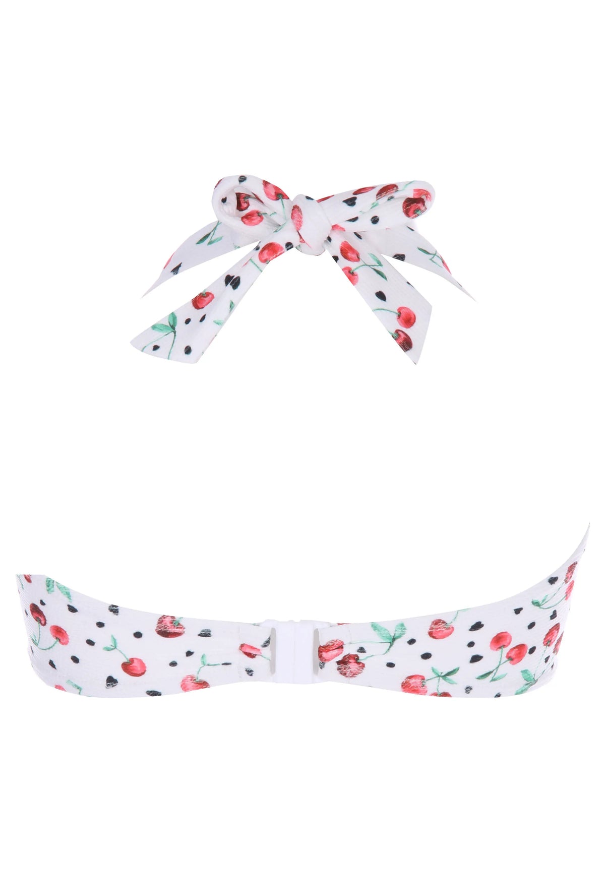 Womens White Cherry Print Bandeau Bikini Top