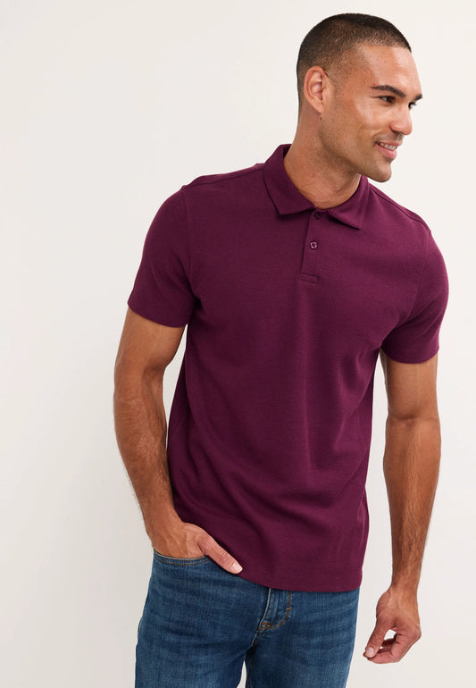 Mens Purple Textured Polo Shirt