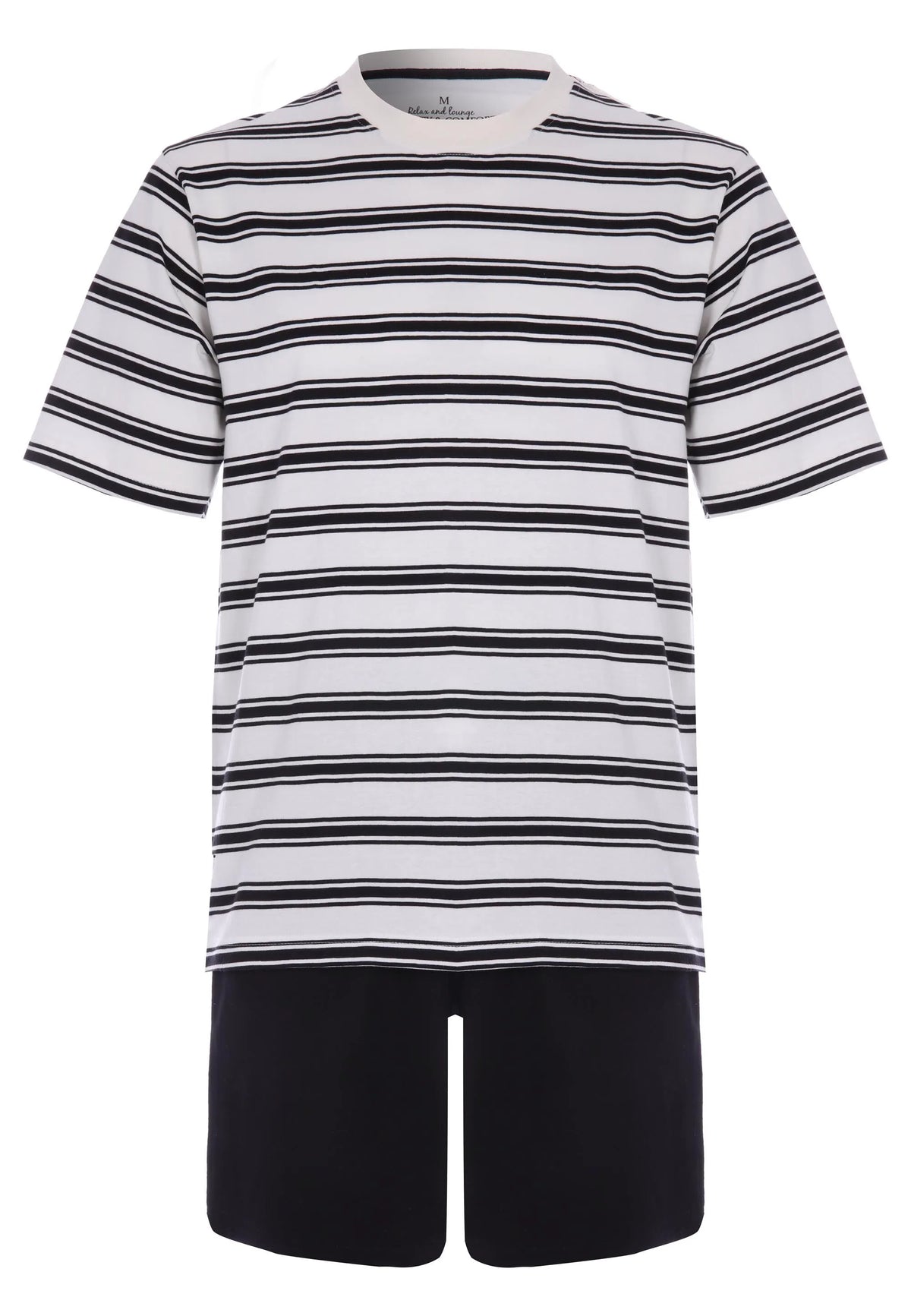 Mens Cream Stripe Short Pyjama Set