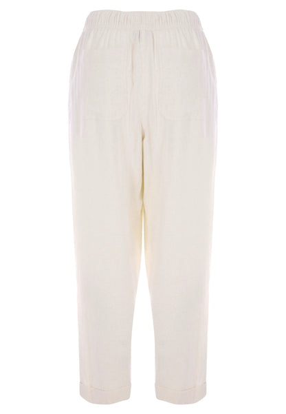 Womens Cream Linen Blend Tapered Leg Trousers