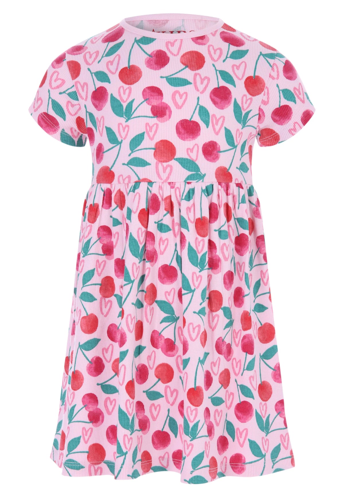 Younger Girls Pink Cherry Print Dress