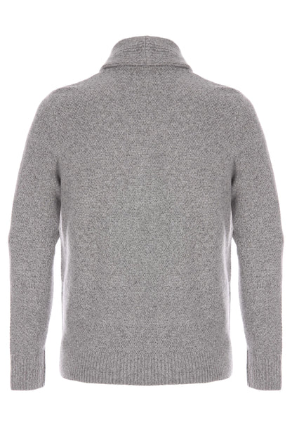 Mens Grey Shawl Collar Knit Cardigan