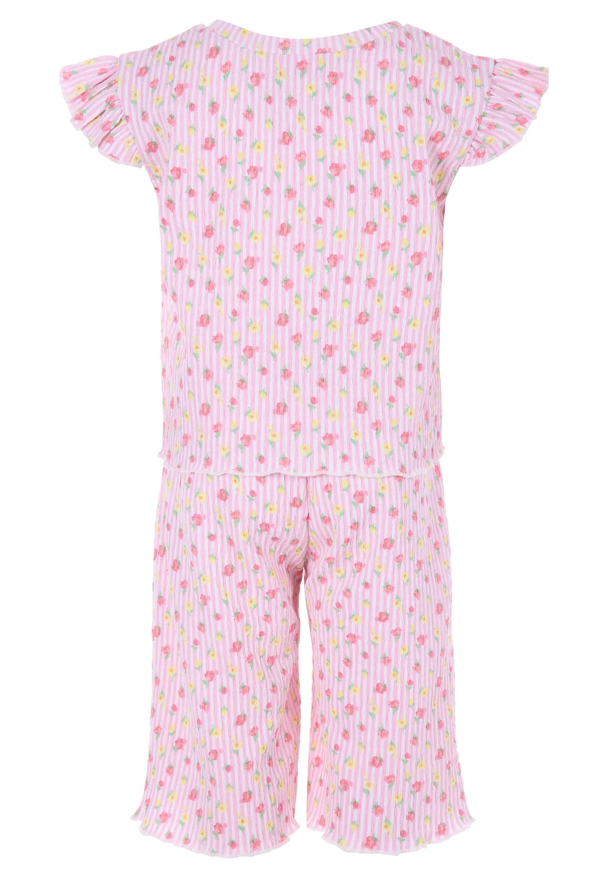Younger Girls Pink Floral Print Top and Culottes Set