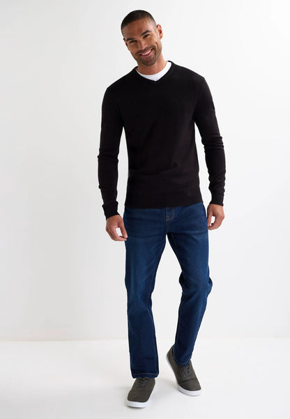 Mens Black V-Neck Jumper