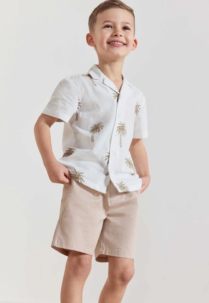 Younger Boys White Palm Tree Shirt