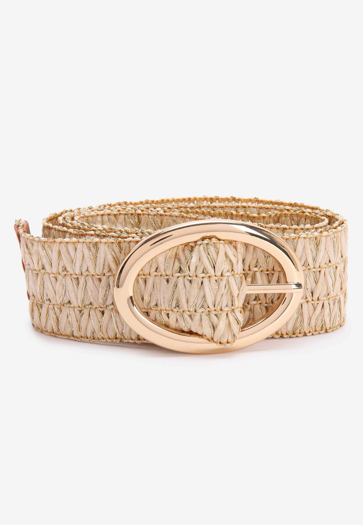 Womens Neutral Lurex Woven Belt