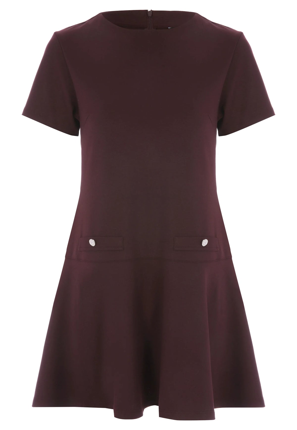 Womens Burgundy Fit & Flare Dress