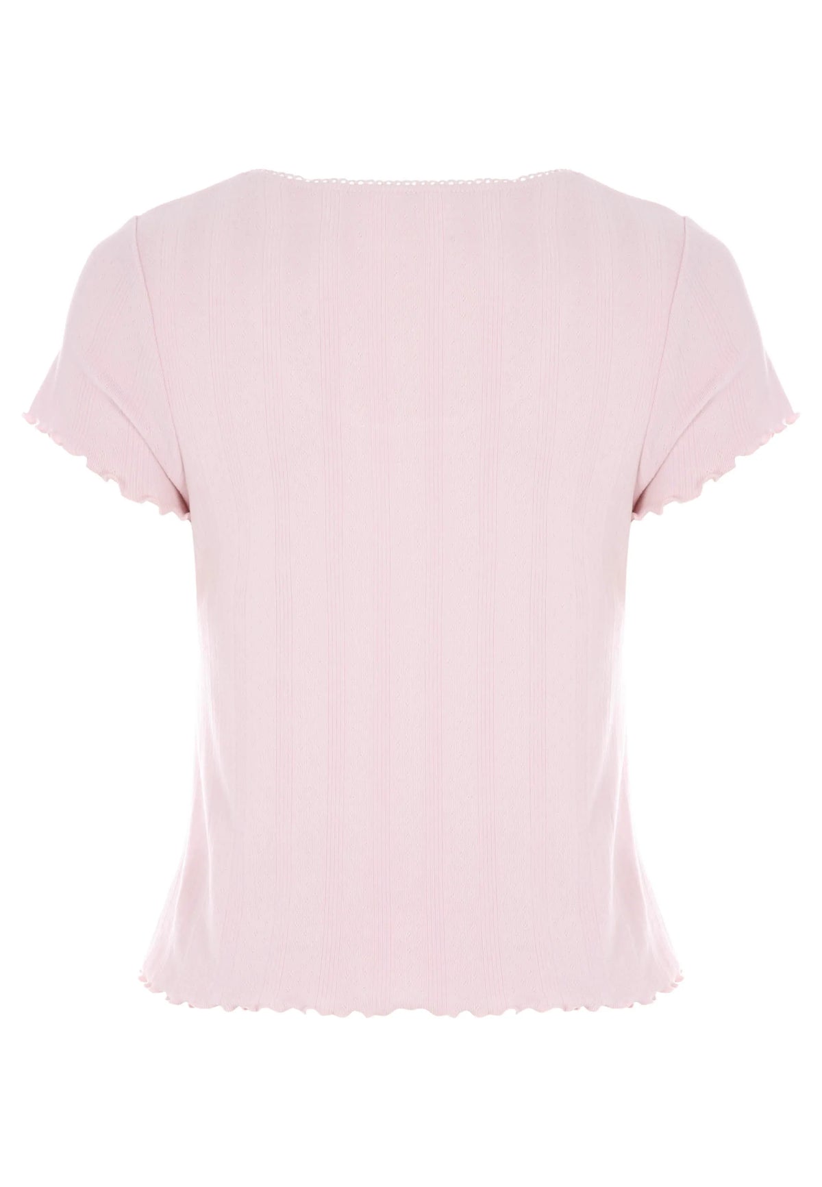 Womens Light Pink Pointelle Short Sleeved Pyjama Top