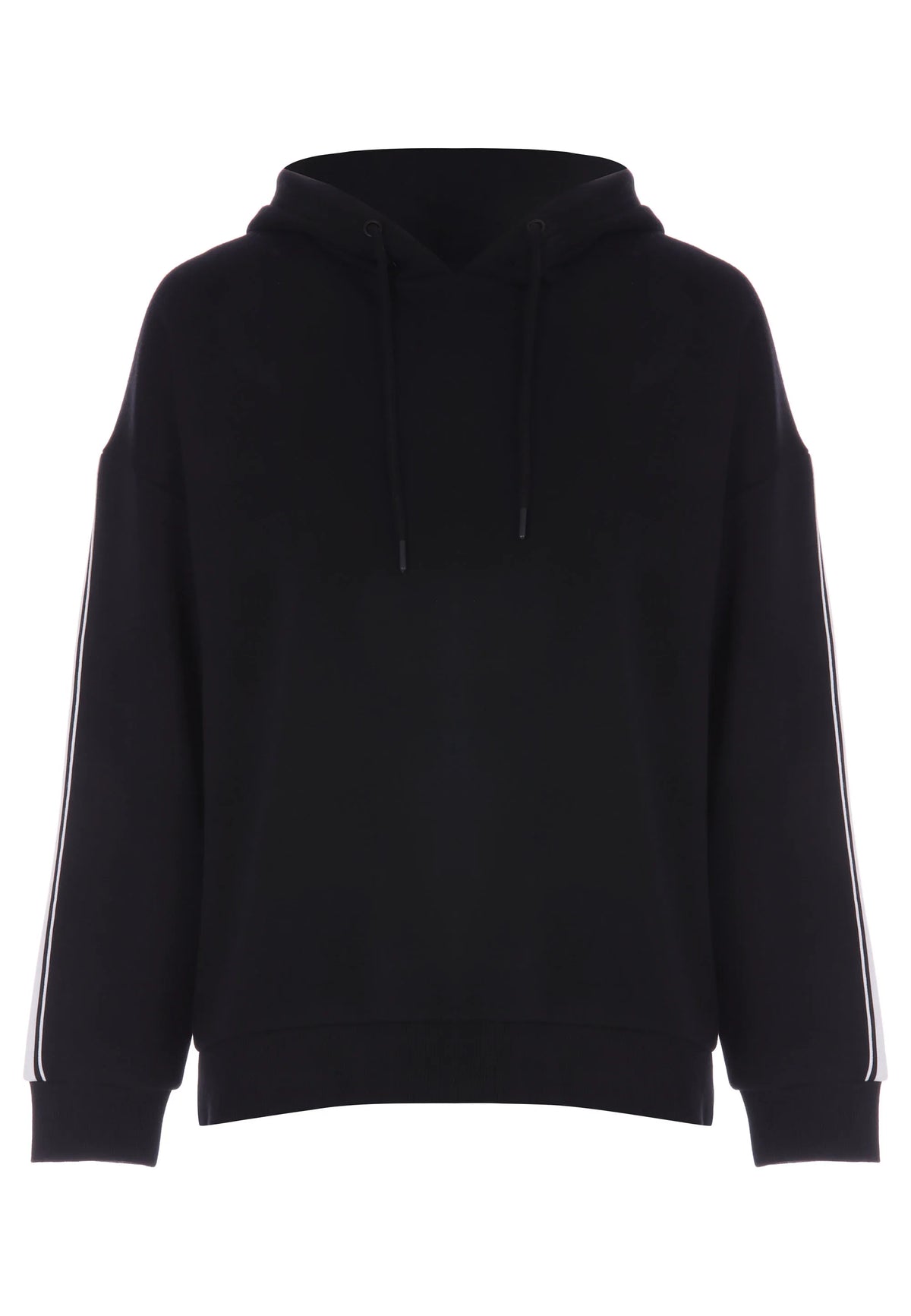 Womens Black Long Sleeve Hoodie with Stripe