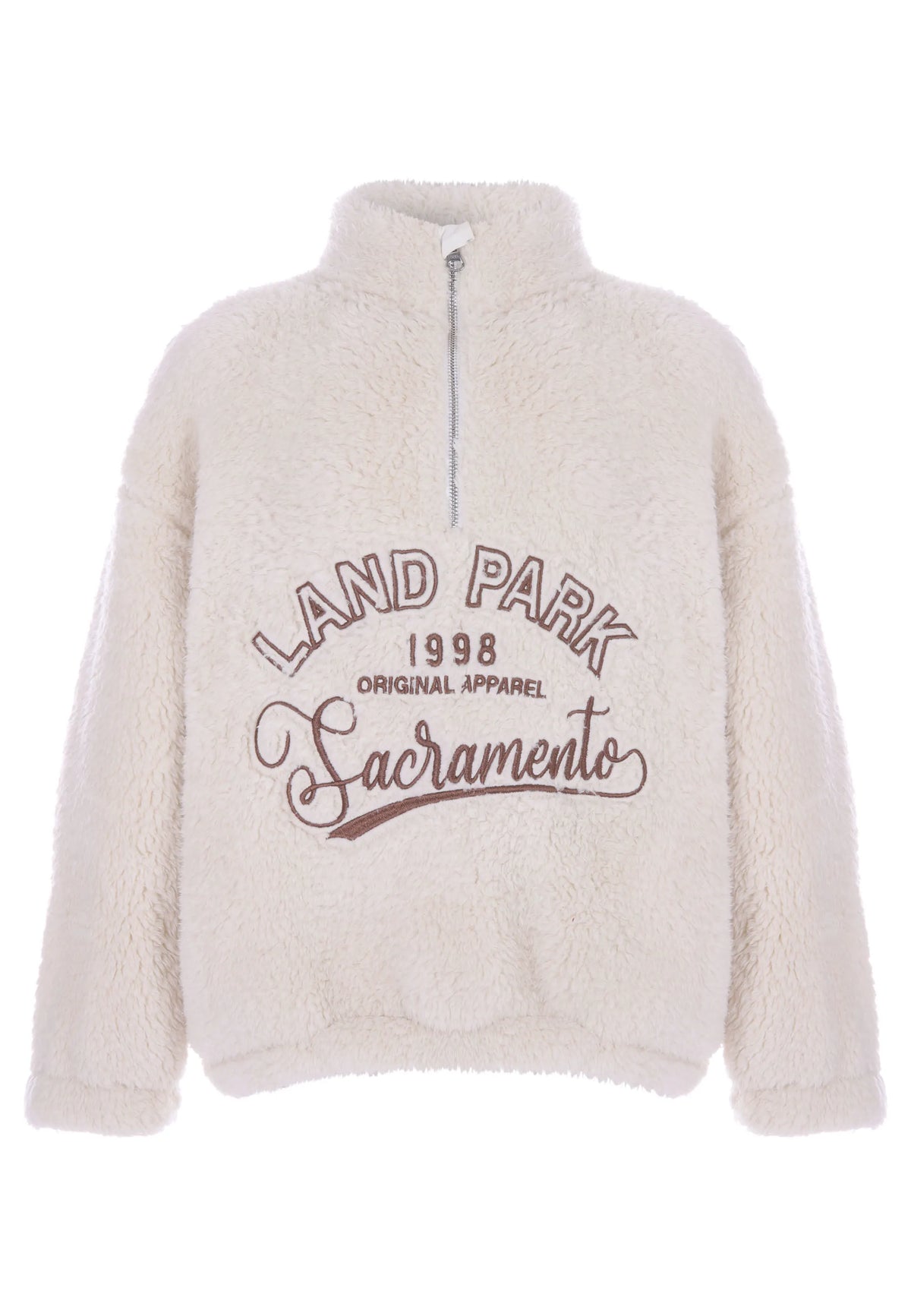 Older Girls Cream Borg Half Zip Sweatshirt