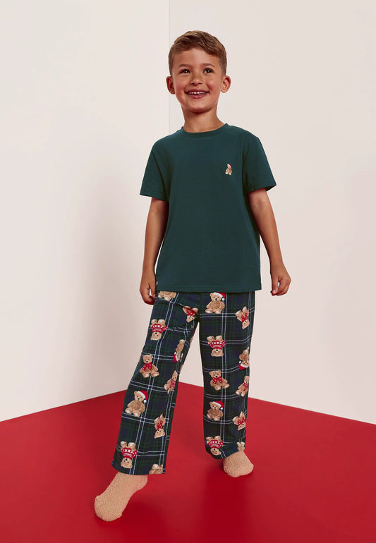 Boys Green Teddy Bear Family Pyjama Set