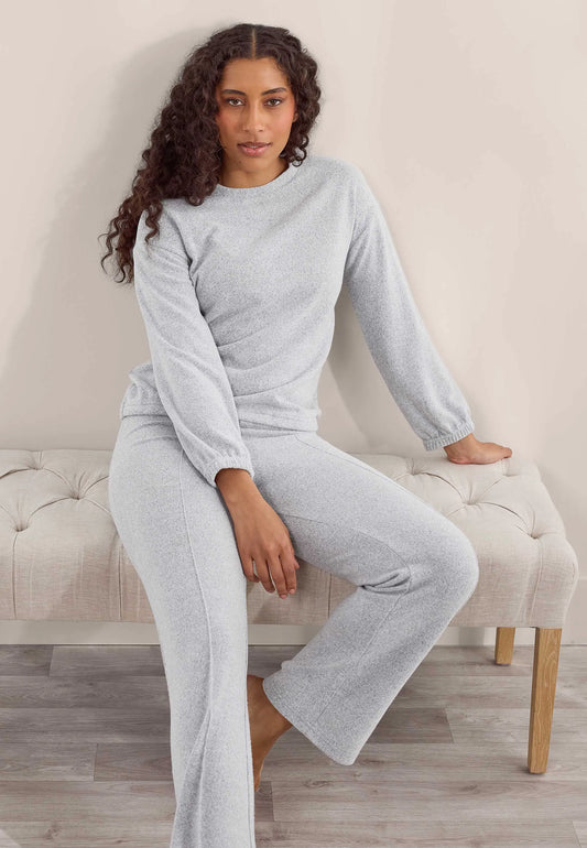 Womens Grey Soft Touch Wide Leg Bottoms