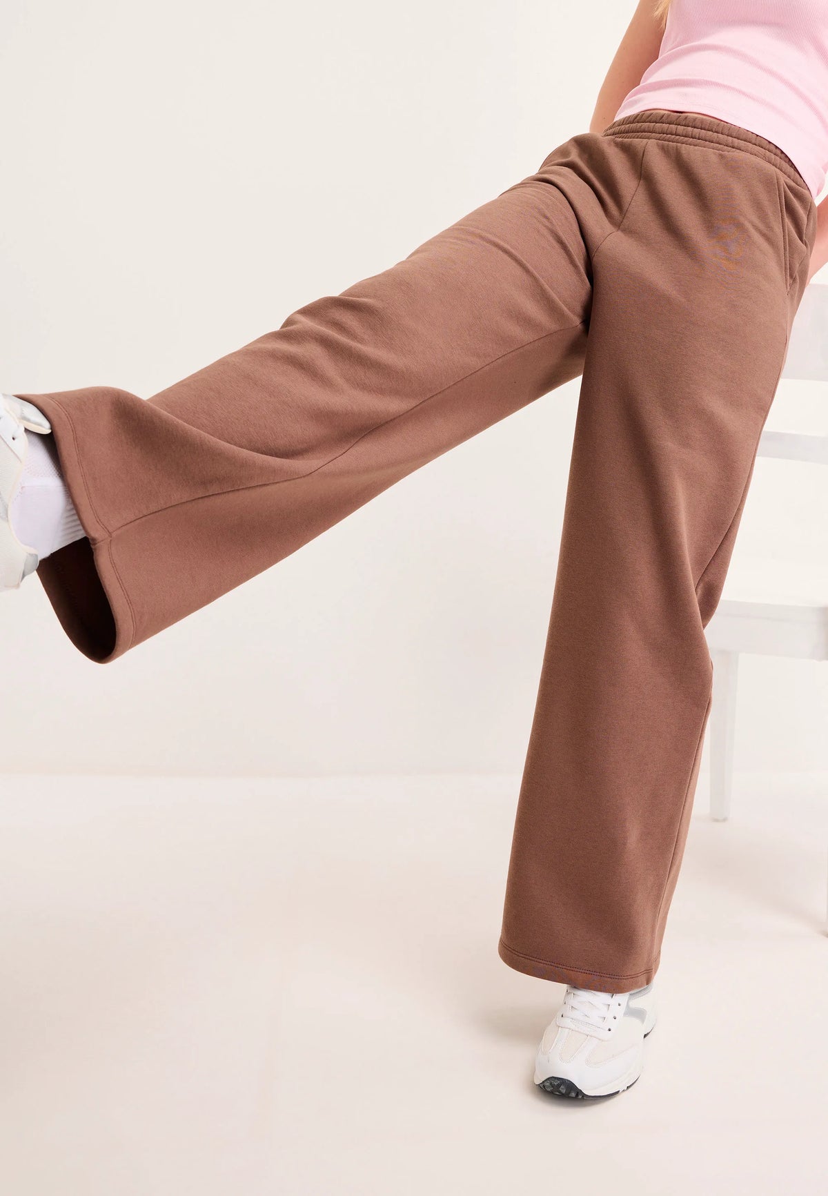 Older Girls Brown Cotton Rich Wide Leg Joggers