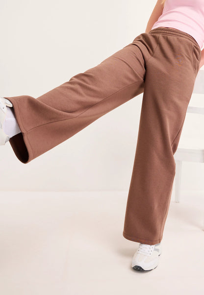 Older Girls Brown Cotton Rich Wide Leg Joggers