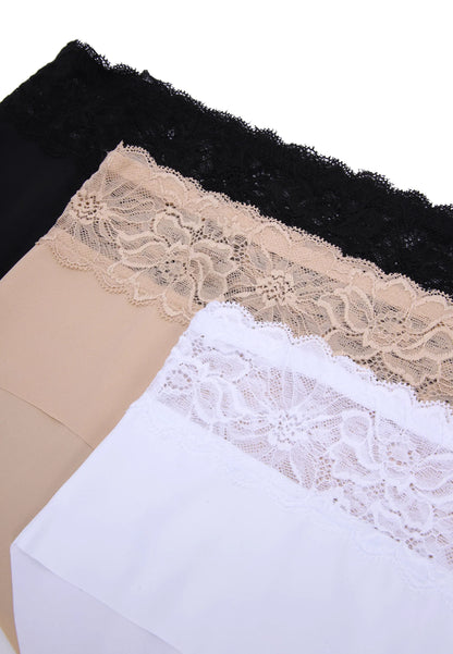 Womens 3pk White Lace Trim Shorts Briefs