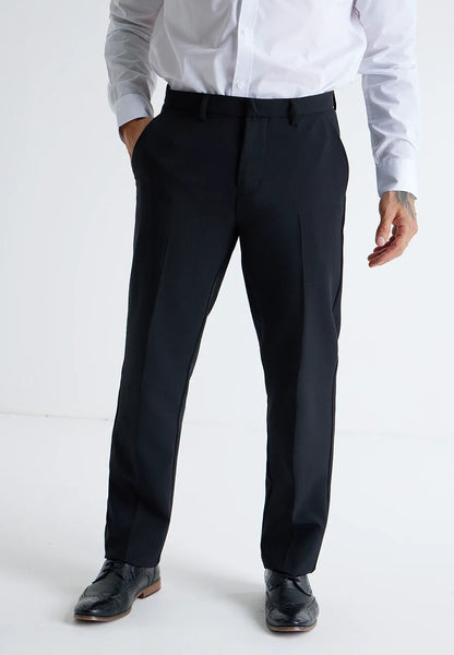 Mens Black Smart Straight Leg Trousers