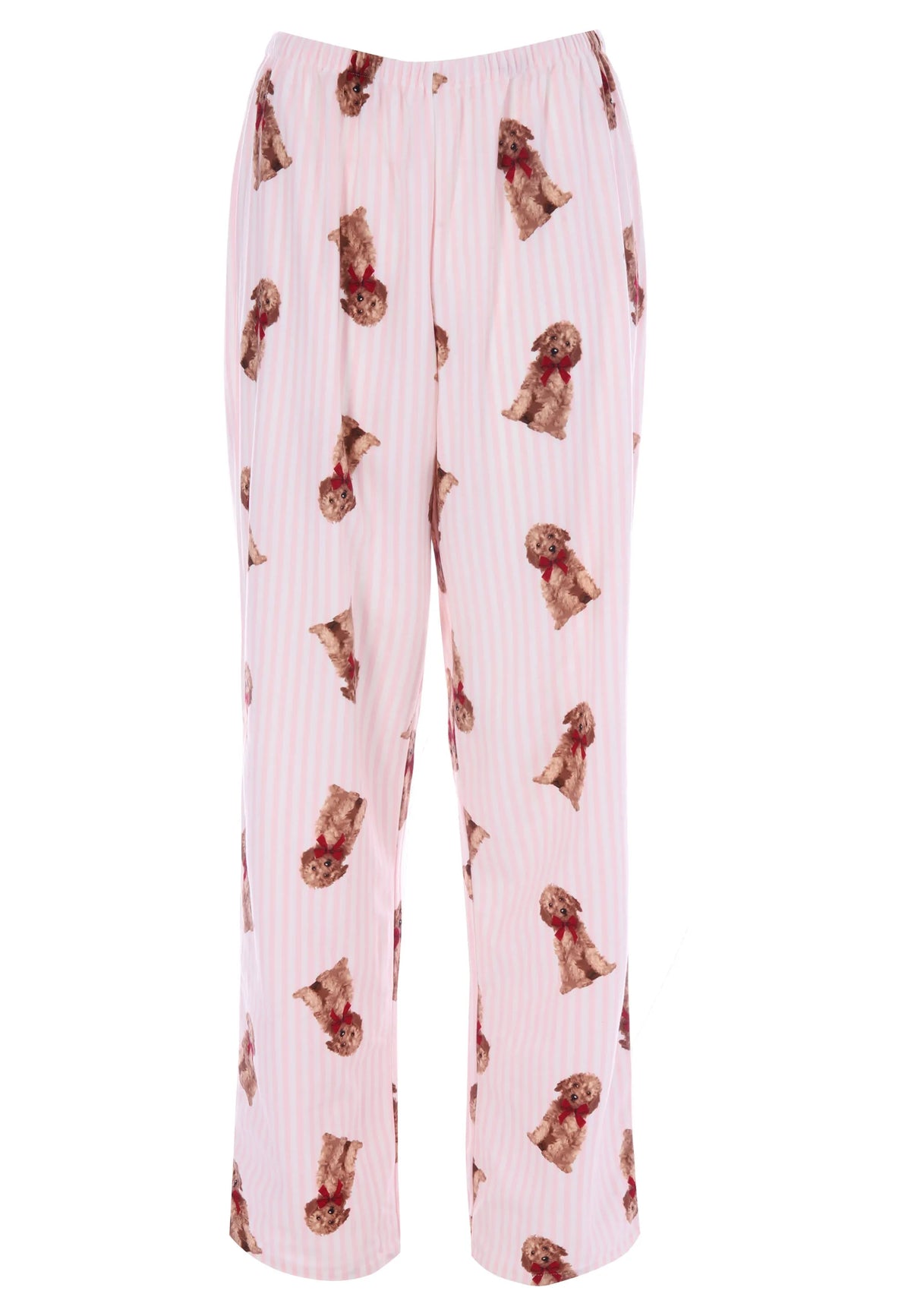 Womens Pink Stripe Dog Print Family Pyjama Set
