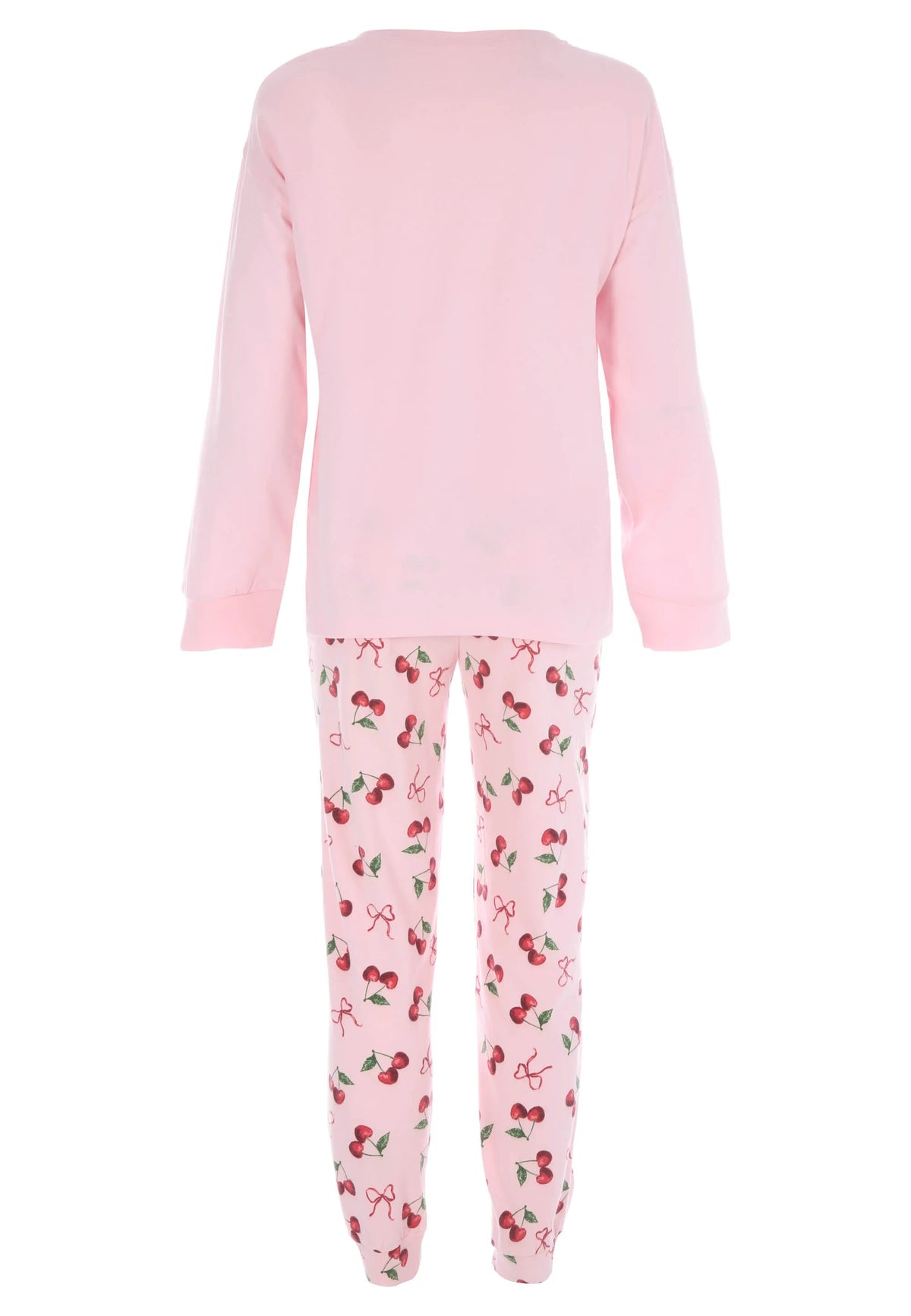 Older Girls Pink Cherry Long Pyjama Set