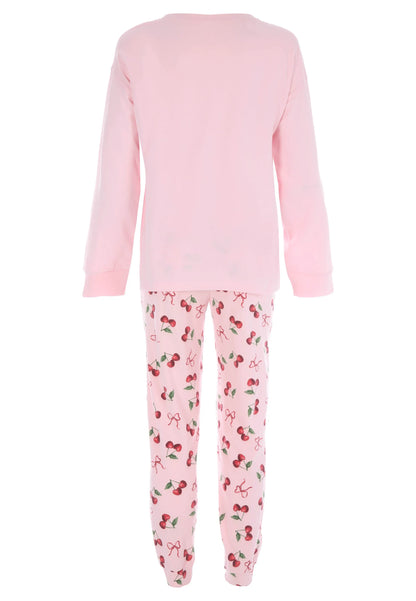 Older Girls Pink Cherry Long Pyjama Set