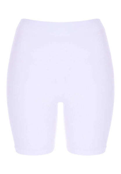 Womens White Ribbed Control Cycling Shorts