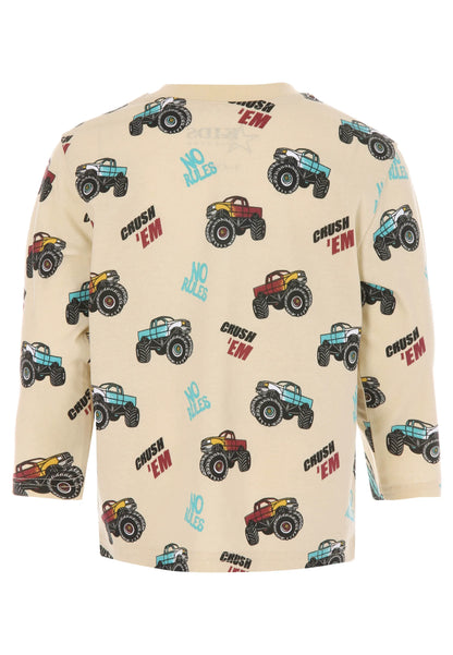 Younger Boys Stone Cotton Monster Truck T-Shirt